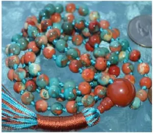 Natural Fossil beads & Red Jasper 6mm 108 Mala Beads, Spiritual, Meditation Beads, Reiki, Japa Mala, Buddhist Prayer Beads, Yoga Bracelet, healing beads LKMALA-RRGU-1688