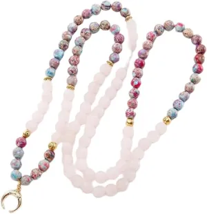 Natural Galaxy Sea Sediment jasper, rose quartz 8mm 108 Mala Beads, Spiritual, Meditation Beads, Reiki, Japa Mala, Buddhist Prayer Beads, Yoga Bracelet, healing beads LKMALA-RRGU-2834