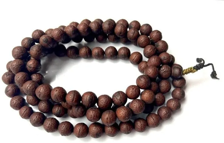 Natural Genuine Bodhi seed 8mm 108 Mala Beads, Spiritual, Meditation Beads, Reiki, Japa Mala, Buddhist Prayer Beads, Yoga Bracelet, healing beads LKMALA-RRGU-2876, 34 inch, brown