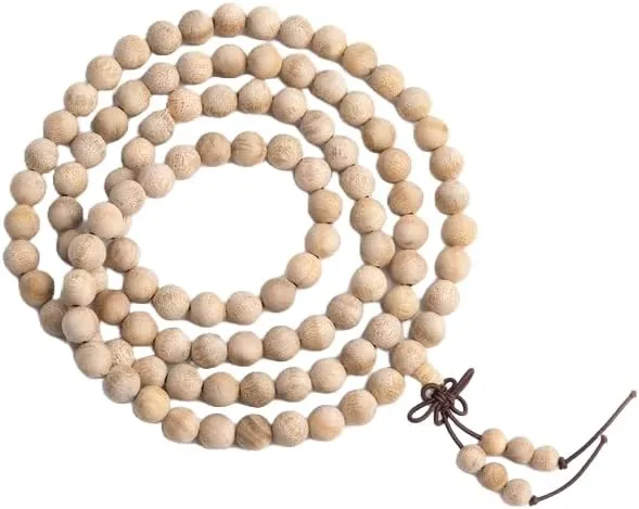 Natural Golden Phoebe Silkwood 8mm 108 Mala Beads, Spiritual, Meditation Beads, Reiki, Japa Mala, Buddhist Prayer Beads, Yoga Bracelet, healing beads LKMALA-RRGU-2614