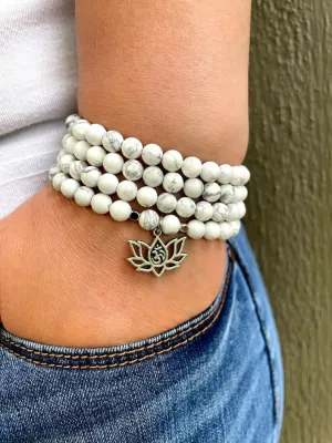 Natural HOWLITE 6mm 108 Mala Beads, Spiritual, Meditation Beads, Reiki, Japa Mala, Buddhist Prayer Beads, Yoga Bracelet, healing beads LKMALA-RRGU-2403