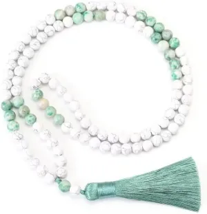 Natural Howlite 6mm 108 Mala Beads, Spiritual, Meditation Beads, Reiki, Japa Mala, Buddhist Prayer Beads, Yoga Bracelet, healing beads LKMALA-RRGU-2817