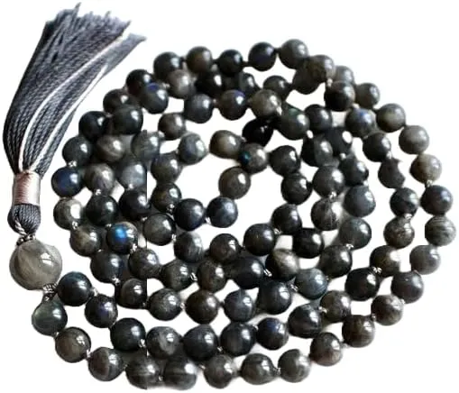 Natural Labradorite 8mm 108 Mala Beads, Spiritual, Meditation Beads, Reiki, Japa Mala, Buddhist Prayer Beads, Yoga Bracelet, healing beads LKMALA-RRGU-2944