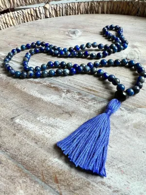 Natural Lapis Lazuli 8mm 108 Mala Beads, Spiritual, Meditation Beads, Reiki, Japa Mala, Buddhist Prayer Beads, Yoga Bracelet, healing beads LKMALA-RRGU-537
