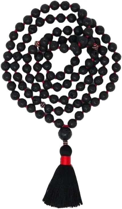 Natural Lava 8mm 108 Mala Beads, Spiritual, Meditation Beads, Reiki, Japa Mala, Buddhist Prayer Beads, Yoga Bracelet, healing beads LKMALA-RRGU-3959