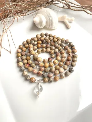 Natural meta rhyolite 8mm 108 Mala Beads, Spiritual, Meditation Beads, Reiki, Japa Mala, Buddhist Prayer Beads, Yoga Bracelet, healing beads LKMALA-RRGU-3406