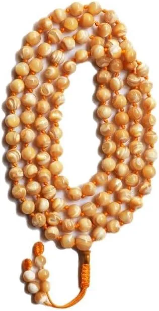 Natural Mother Of Pearl 8mm 108 Mala Beads, Spiritual, Meditation Beads, Reiki, Japa Mala, Buddhist Prayer Beads, Yoga Bracelet, healing beads LKMALA-RRGU-864