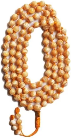 Natural Mother Of Pearl 8mm 108 Mala Beads, Spiritual, Meditation Beads, Reiki, Japa Mala, Buddhist Prayer Beads, Yoga Bracelet, healing beads LKMALA-RRGU-864