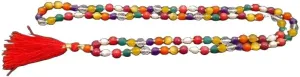 Natural Navratna Gemstones 8mm 108 Mala Beads, Spiritual, Meditation Beads, Reiki, Japa Mala, Buddhist Prayer Beads, Yoga Bracelet, healing beads LKMALA-RRGU-3161