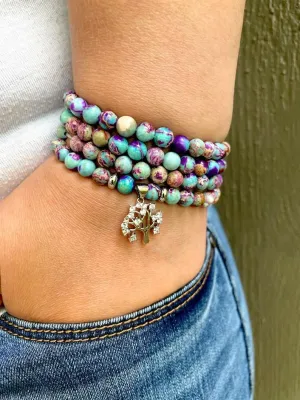 Natural Purple Sea sediment 6mm 108 Mala Beads, Spiritual, Meditation Beads, Reiki, Japa Mala, Buddhist Prayer Beads, Yoga Bracelet, healing beads LKMALA-RRGU-3357
