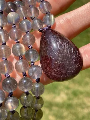 Natural Rainbow Labradorite Mala 8mm 108 Mala Beads, Spiritual, Meditation Beads, Reiki, Japa Mala, Buddhist Prayer Beads, Yoga Bracelet, healing beads LKMALA-RRGU-2976
