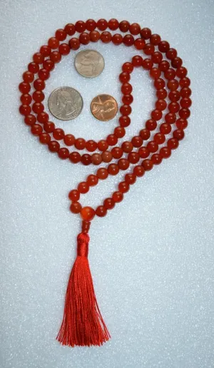 Natural Red Carnelian 6mm 108 Mala Beads, Spiritual, Meditation Beads, Reiki, Japa Mala, Buddhist Prayer Beads, Yoga Bracelet, healing beads LKMALA-RRGU-1753