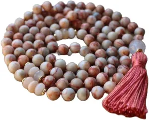 Natural Redline Marble, Pink Aventurine, Rose Quartz 8mm 108 Mala Beads, Spiritual, Meditation Beads, Reiki, Japa Mala, Buddhist Prayer Beads, Yoga Bracelet, healing beads LKMALA-RRGU-2953