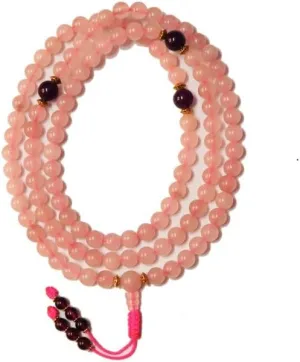 Natural Rose Quartz ,amethyst 8mm 108 Mala Beads, Spiritual, Meditation Beads, Reiki, Japa Mala, Buddhist Prayer Beads, Yoga Bracelet, healing beads LKMALA-RRGU-886
