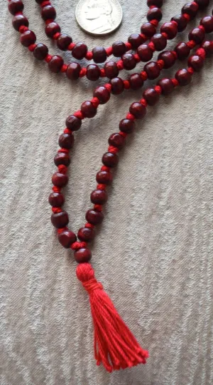 Natural Rosewood 6mm 108 Mala Beads, Spiritual, Meditation Beads, Reiki, Japa Mala, Buddhist Prayer Beads, Yoga Bracelet, healing beads LKMALA-RRGU-1684
