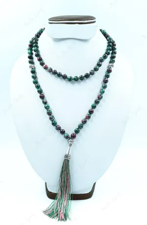 Natural Ruby Zoisite 8mm 108 Mala Beads, Spiritual, Meditation Beads, Reiki, Japa Mala, Buddhist Prayer Beads, Yoga Bracelet, healing beads LKMALA-RRGU-2748, 34 inch