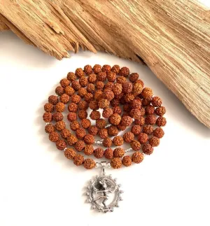 Natural Rudraksha 8mm 108 Mala Beads, Spiritual, Meditation Beads, Reiki, Japa Mala, Buddhist Prayer Beads, Yoga Bracelet, healing beads LKMALA-RRGU-3463, brown