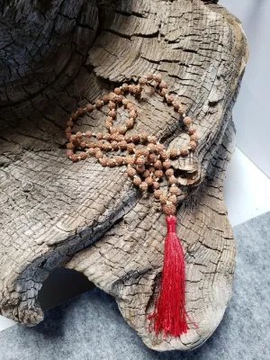 Natural Rudraksha 8mm 108 Mala Beads, Spiritual, Meditation Beads, Reiki, Japa Mala, Buddhist Prayer Beads, Yoga Bracelet, healing beads LKMALA-RRGU-400
