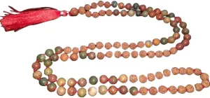 Natural Rudraksha with Picasso Jasper 8mm 108 Mala Beads, Spiritual, Meditation Beads, Reiki, Japa Mala, Buddhist Prayer Beads, Yoga Bracelet, healing beads LKMALA-RRGU-3163