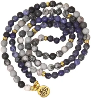 Natural Sodalite 8mm 108 Mala Beads, Spiritual, Meditation Beads, Reiki, Japa Mala, Buddhist Prayer Beads, Yoga Bracelet, healing beads LKMALA-RRGU-2833