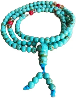 Natural turquoise 5-6mm 108 Mala Beads, Spiritual, Meditation Beads, Reiki, Japa Mala, Buddhist Prayer Beads, Yoga Bracelet, healing beads LKMALA-RRGU-1401