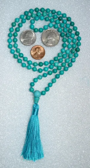 Natural Turquoise 8mm 108 Mala Beads, Spiritual, Meditation Beads, Reiki, Japa Mala, Buddhist Prayer Beads, Yoga Bracelet, healing beads LKMALA-RRGU-1690