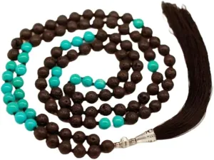 Natural turquoise and lava 8mm 108 Mala Beads, Spiritual, Meditation Beads, Reiki, Japa Mala, Buddhist Prayer Beads, Yoga Bracelet, healing beads LKMALA-RRGU-3394