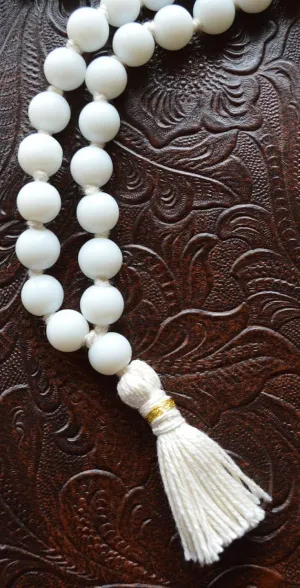 Natural White Jade 6mm 108 Mala Beads, Spiritual, Meditation Beads, Reiki, Japa Mala, Buddhist Prayer Beads, Yoga Bracelet, healing beads LKMALA-RRGU-1660, 34 inch