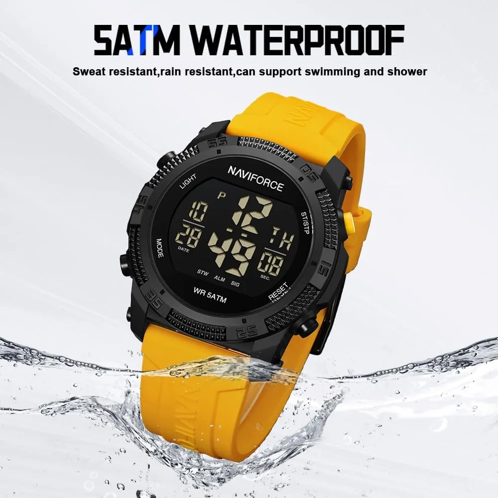 NAVIFORCE Men Sports Waterproof Digital Watches with Stopwatch Alarm Rubber Strap Wristwatch for Women