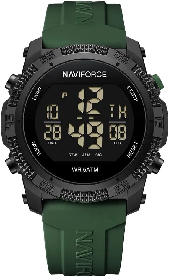 NAVIFORCE Men Sports Waterproof Digital Watches with Stopwatch Alarm Rubber Strap Wristwatch for Women