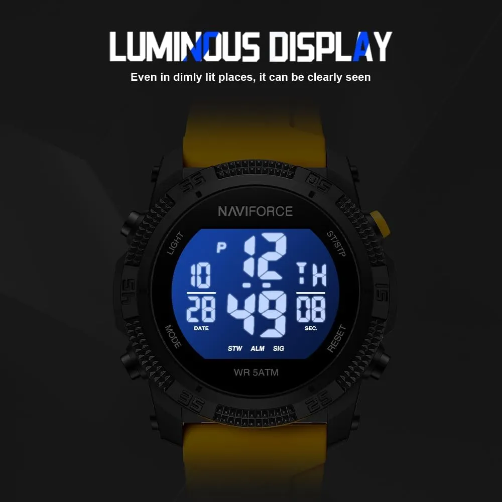 NAVIFORCE Men Sports Waterproof Digital Watches with Stopwatch Alarm Rubber Strap Wristwatch for Women