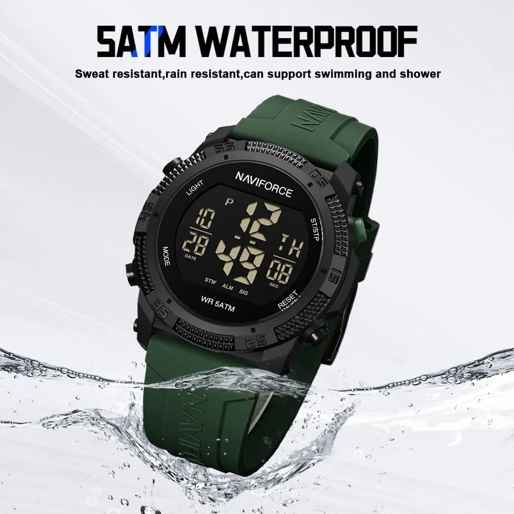 NAVIFORCE Men Sports Waterproof Digital Watches with Stopwatch Alarm Rubber Strap Wristwatch for Women