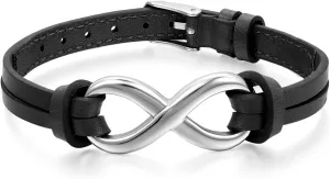OIDEA Mens Womens Couples Stainless Steel Infinity Symbol Leather Bracelet,Fit for 6-8.1Inch Bracelet