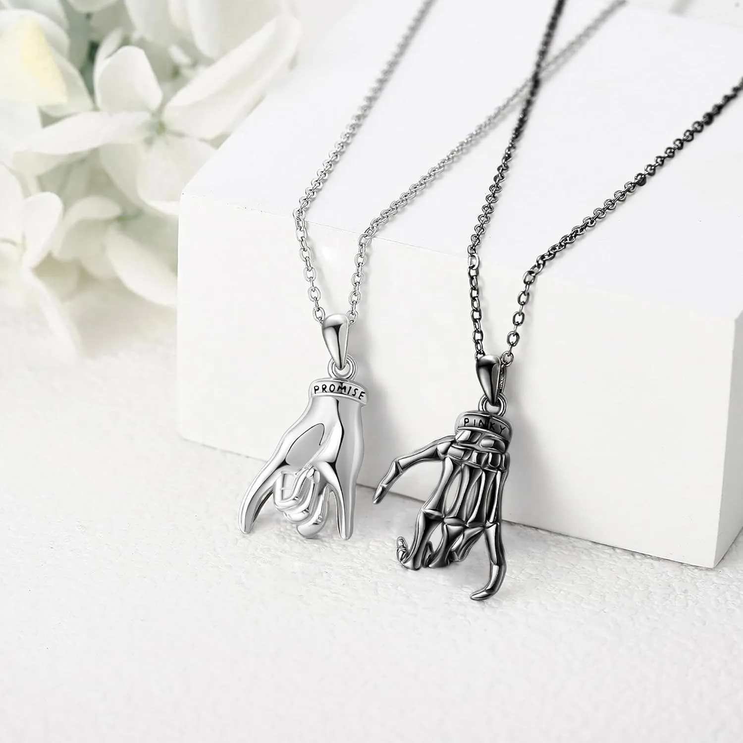 ONEFINITY Matching Necklaces S925 Sterling Silver Pinky Promise Matching Couple Necklace Best Friend Necklaces Jewelry Gift for Women Men