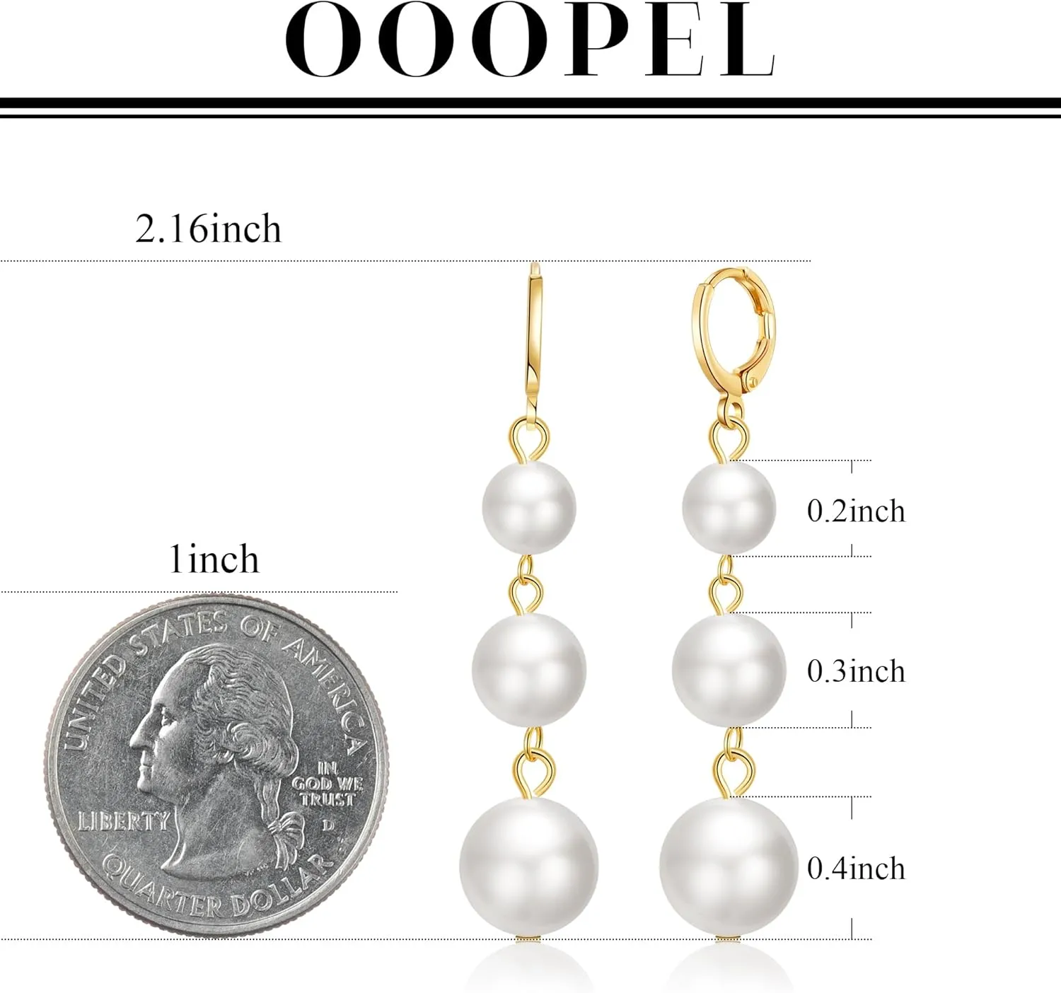 OOOPEL Pearl Earrings for Women Freshwater Pearl Dangle Earrings Sterling Silver Elegant Pearl Stud 14K Gold Plated Handpicked Freshwater Cultured Pearl Earrings Wedding Gifts for Women