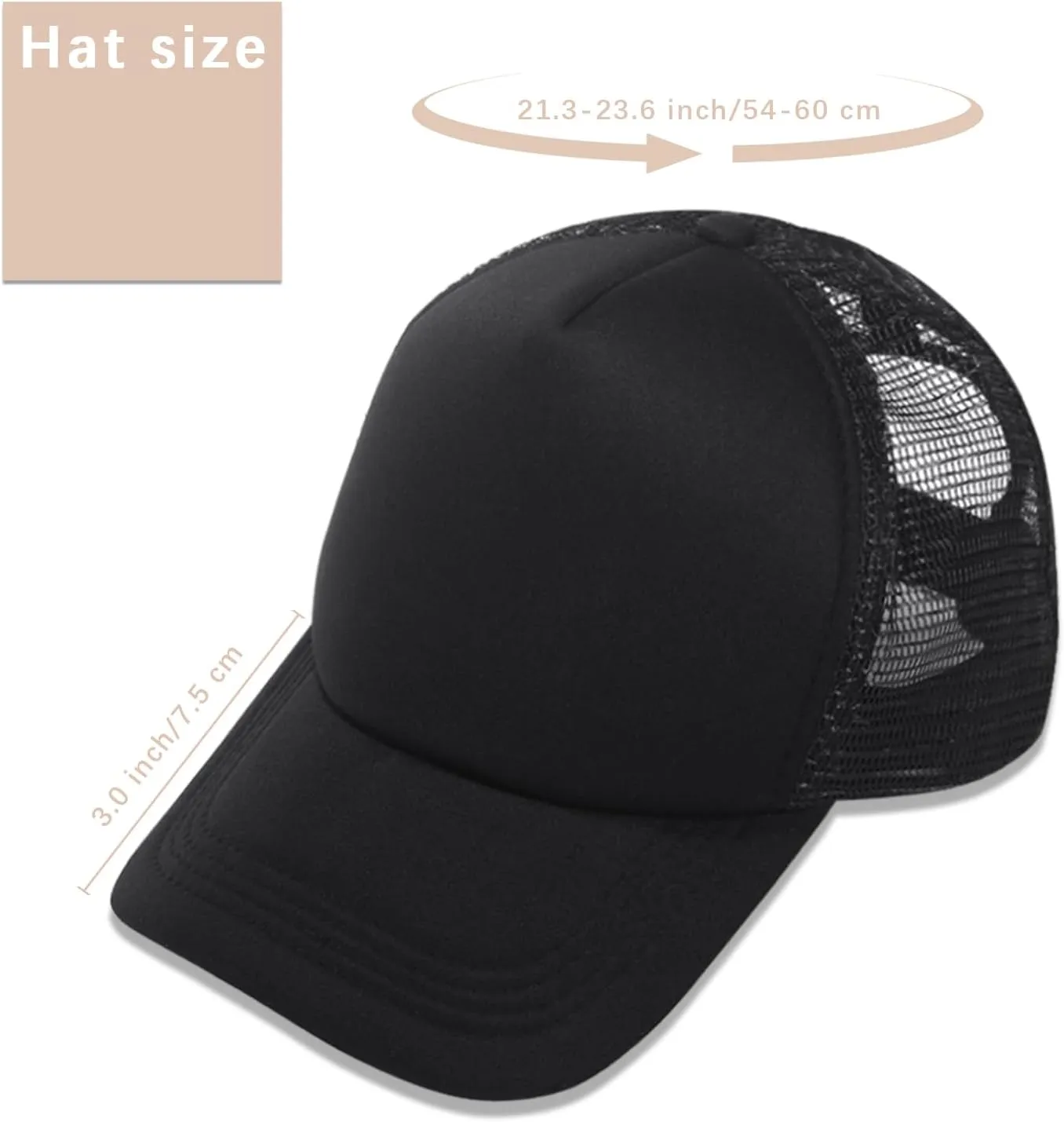 ORJ Unisex Sublimation Blank Mesh Baseball Cap Polyester Mesh Trucker Hat Bulk