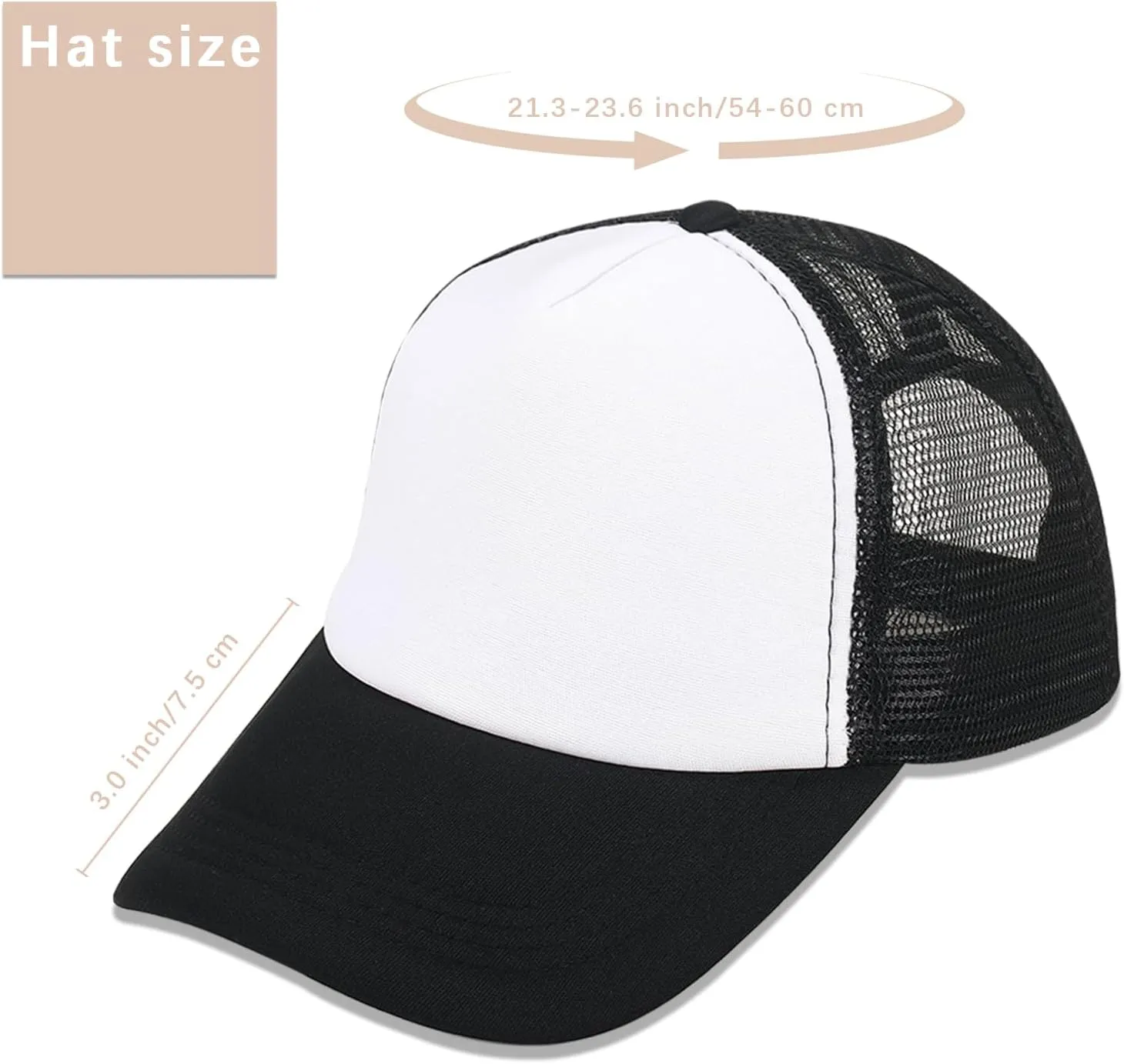 ORJ Unisex Sublimation Blank Mesh Baseball Cap Polyester Mesh Trucker Hat Bulk