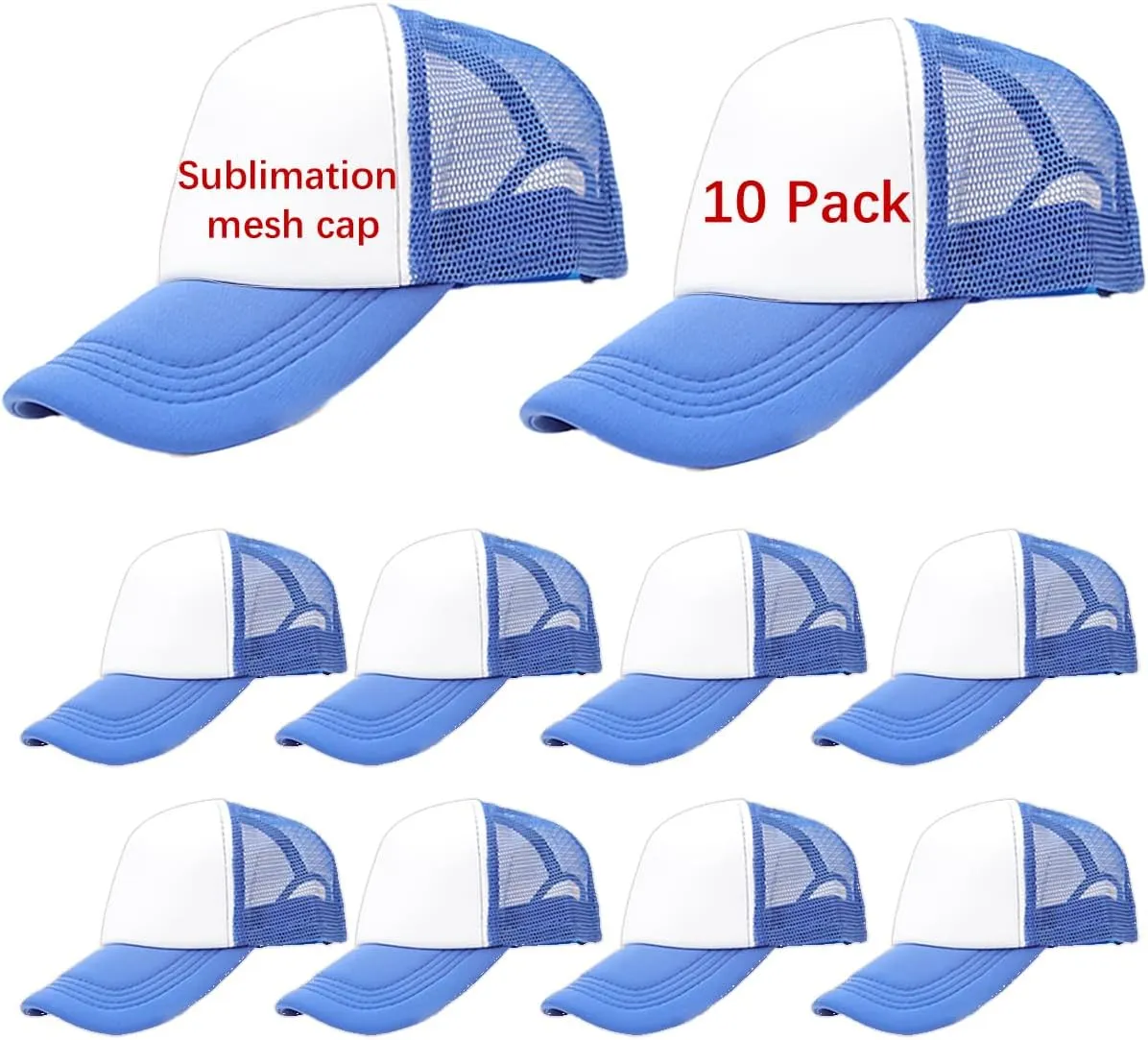 ORJ Unisex Sublimation Blank Mesh Baseball Cap Polyester Mesh Trucker Hat Bulk
