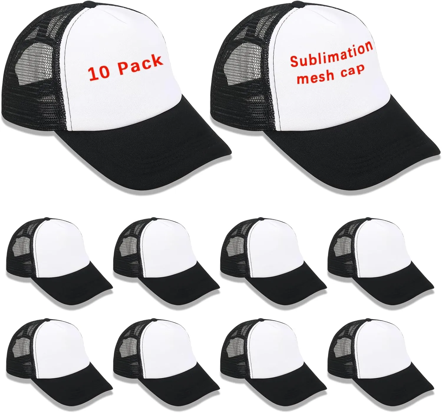 ORJ Unisex Sublimation Blank Mesh Baseball Cap Polyester Mesh Trucker Hat Bulk