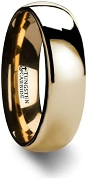 ORO Traditional Domed Gold-Plated Tungsten Carbide Wedding Ring for Men - Wedding Band - Comfort Fit, Custom Engraved, Stylish Marriage Ring, Couple's Engagement Promise - 4mm - 10mm