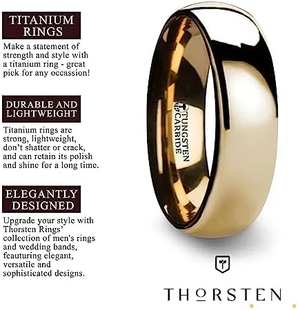ORO Traditional Domed Gold-Plated Tungsten Carbide Wedding Ring for Men - Wedding Band - Comfort Fit, Custom Engraved, Stylish Marriage Ring, Couple's Engagement Promise - 4mm - 10mm