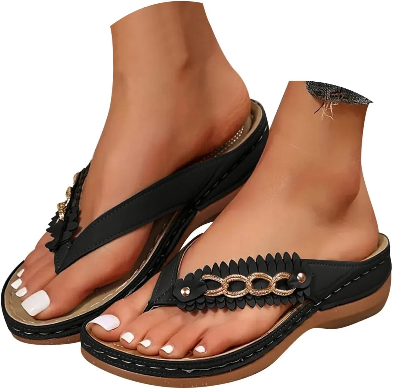 Orthopedic Sandals for Women Arch Support Walking Sandals Comfortable Flat Sandals Summer Wedge Sandals Flip Flops