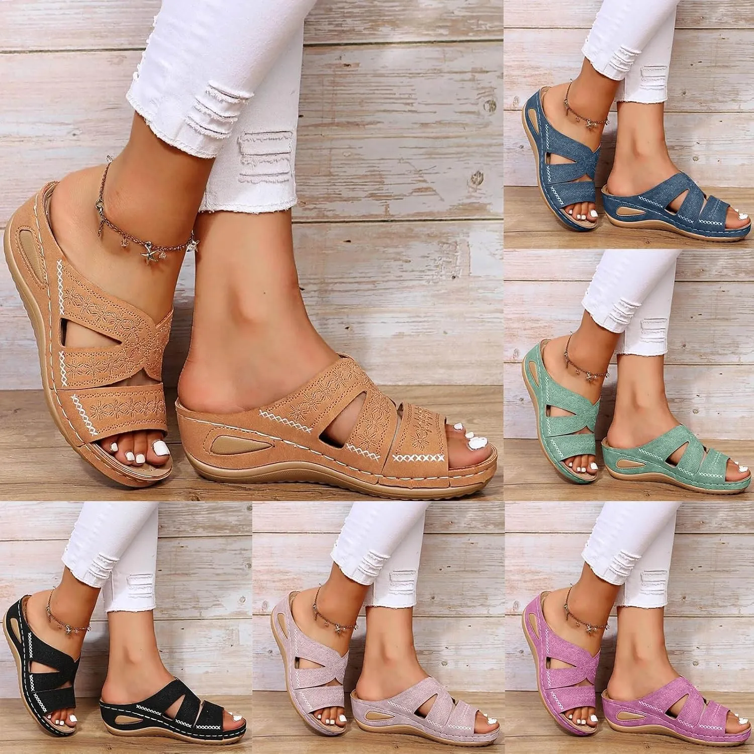Orthopedic Sandals for Women, Women Dressy Summer Comfortable Sandals Wedge Sandals Arch Support Flip Flops Sandals