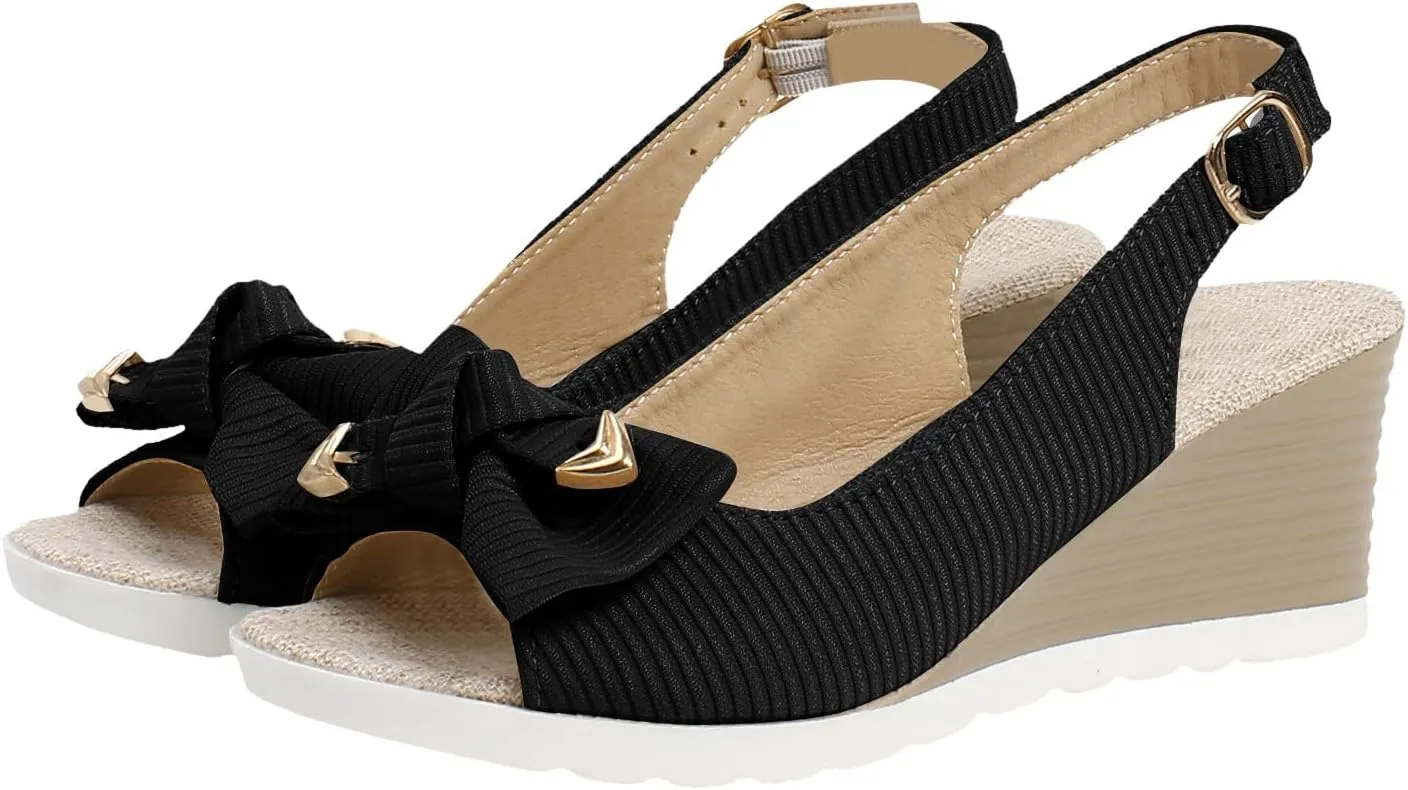 Orthopedic Sandals for Women,Women Walking Slippers with Arch Support Wedge Sandals Summer Dressy Open Toe Ankle Strap Platform Beach Casual Slip on Sandals Beach Dress Comfortable Shoes
