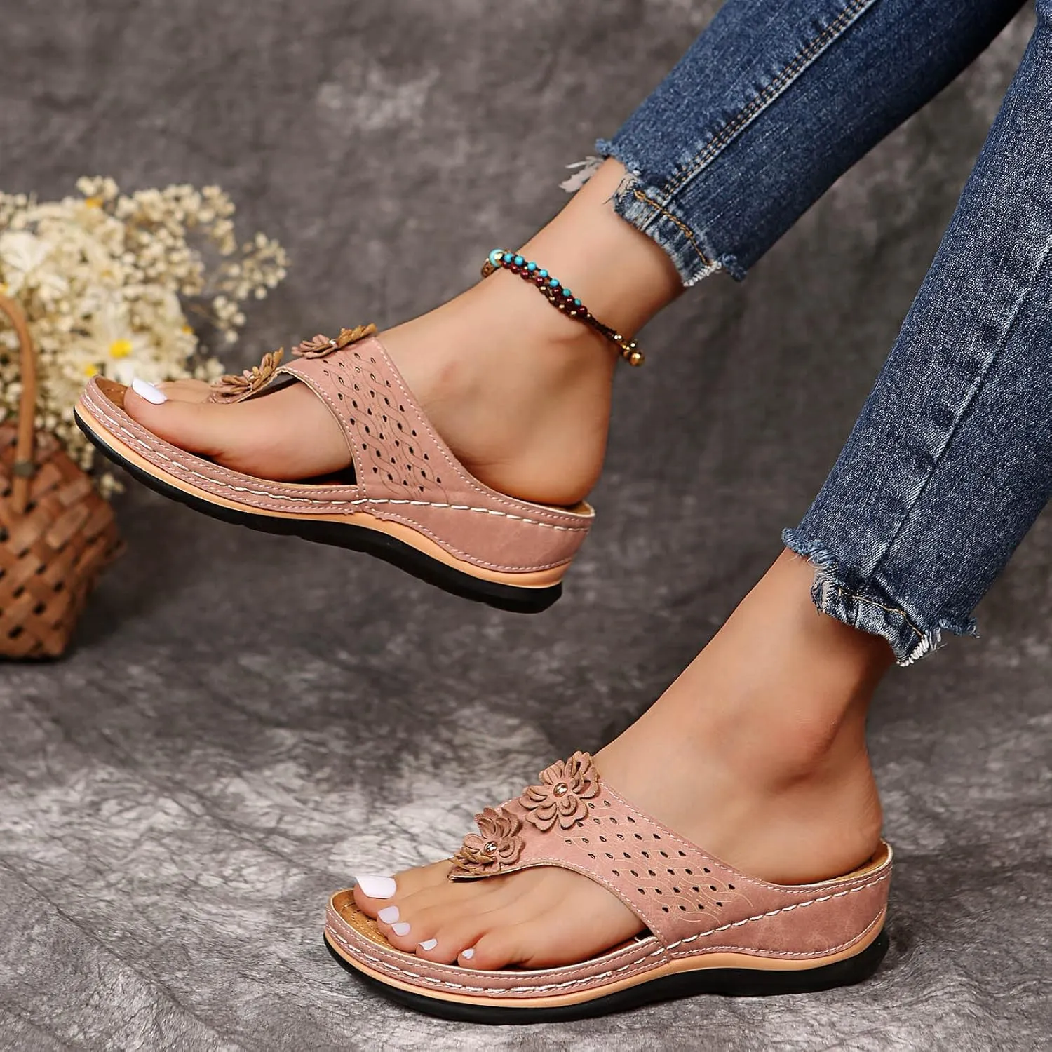 Orthopedic Sandals for Women,Womens Sandals with Arch Support Sandals Flip Flops Wedge Walking Sandals Platform Sandals Shoes