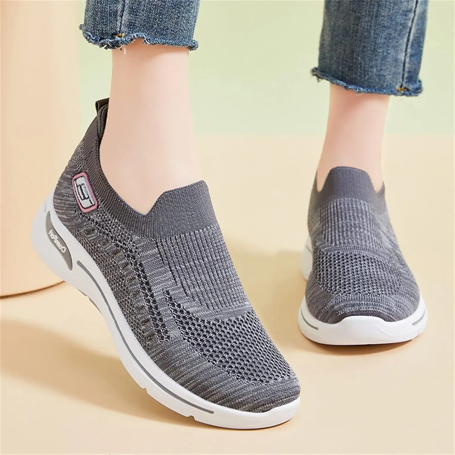 Orthopedic Shoes for Women Breathable Mesh Lightweight Mesh Casual Fashion Sneakers Wide Slip-on Tennis Shoes