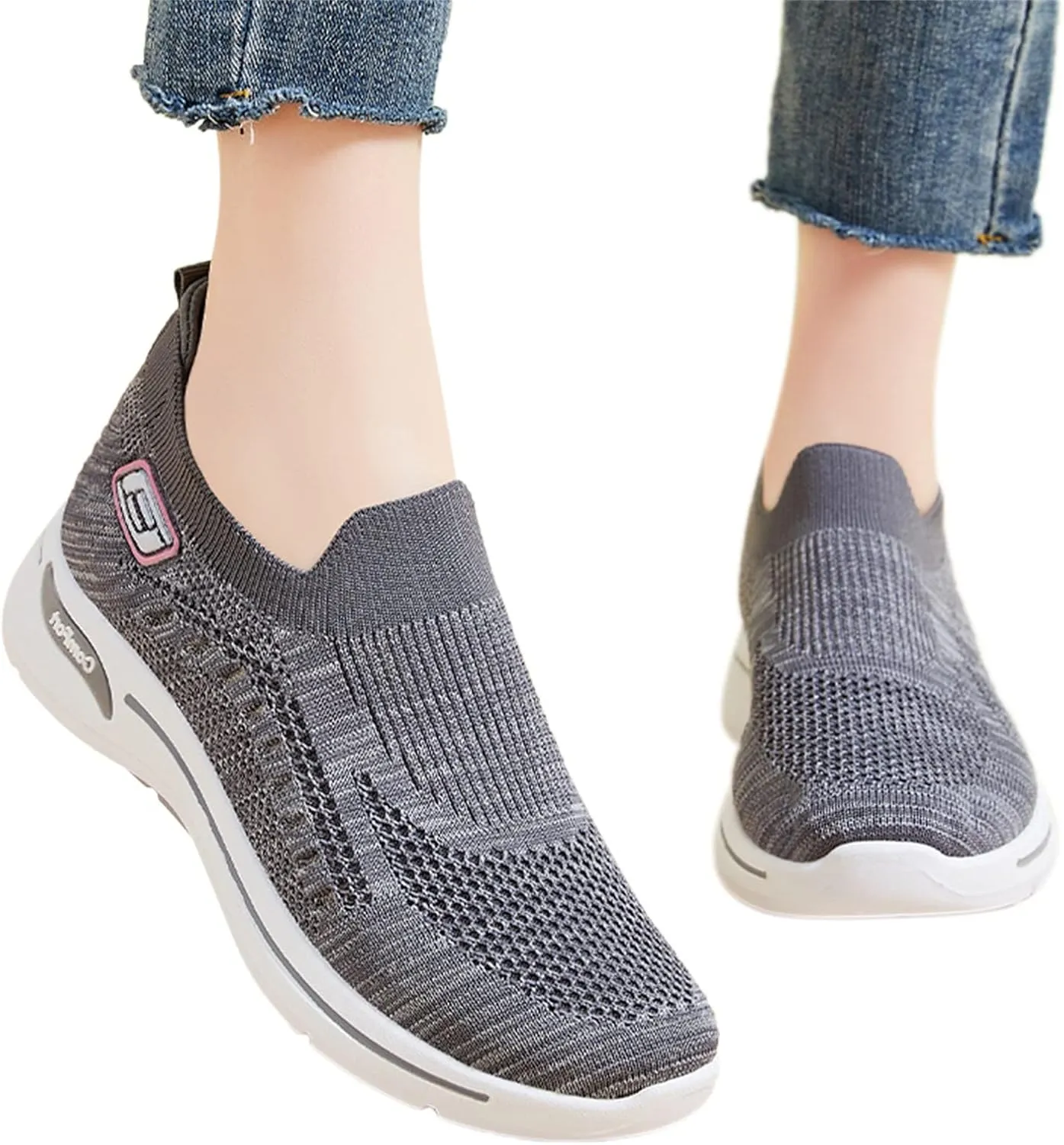 Orthopedic Shoes for Women Breathable Mesh Lightweight Mesh Casual Fashion Sneakers Wide Slip-on Tennis Shoes
