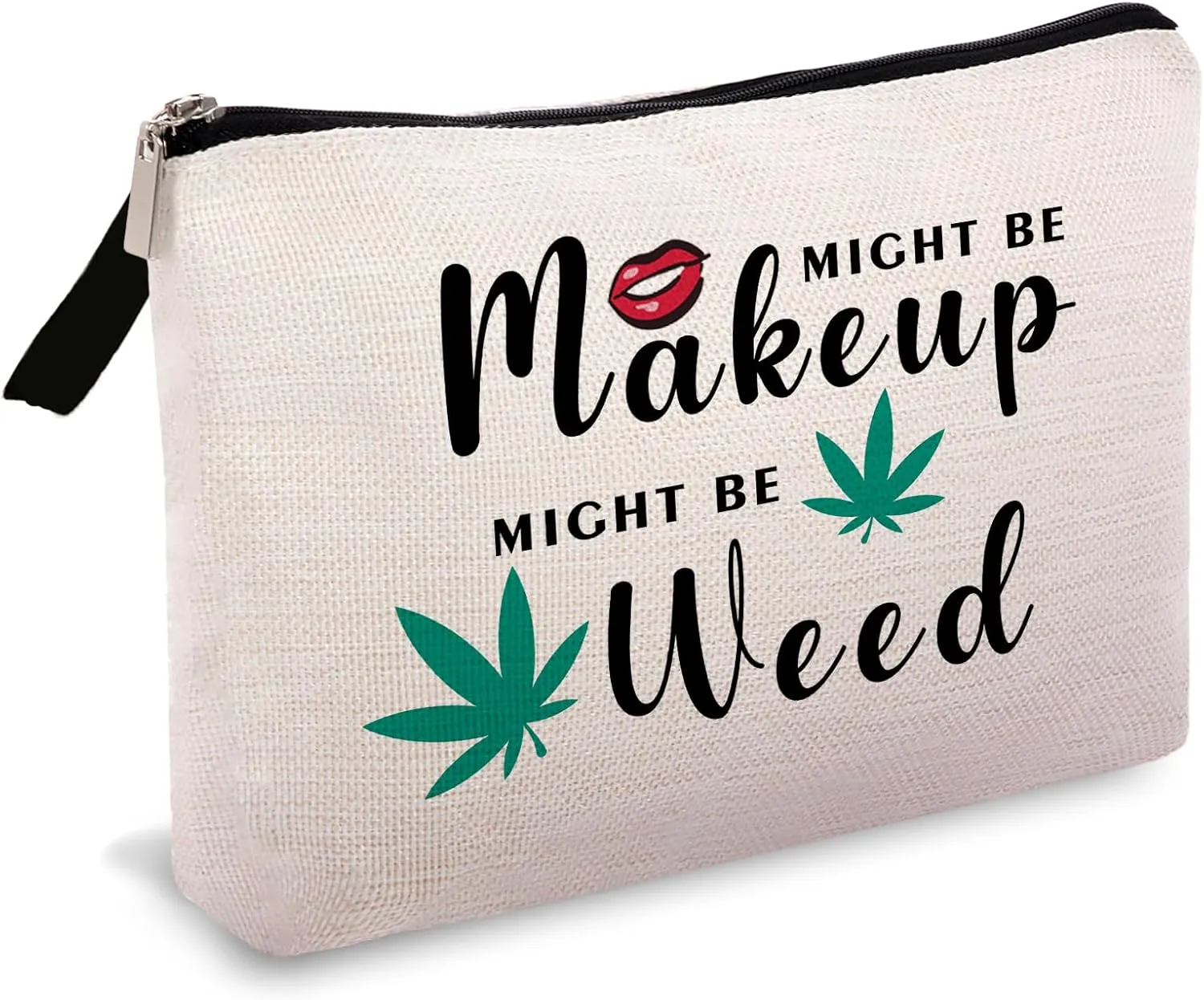 OUZ Funny Leaf Makeup Bag Gift for Women Friends Sister Girls Mom, Makeup Zip Pouch Bag Cosmetic Travel Accessories Bag Gifts for Birthday Graduation (Green-02)