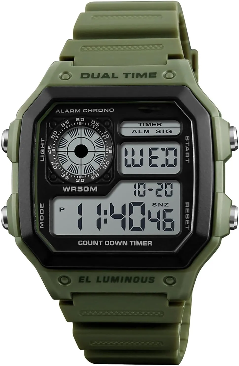 PASOY Men's Digital Multi-Function Watches Dual Time Alarm Stopwatch Countdown Backlight Waterproof Watch