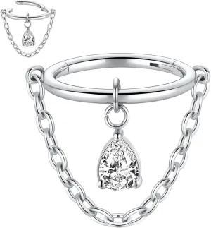 PEAKLINK Dangle Nose Ring Septum Piercing Jewelry 16G Septum Rings Surgical Steel Seamless Clicker Ring Dangly Nose Hoop Ring Daith Earrings Helix Rook Tragus Conch Jewelry Conch Earring